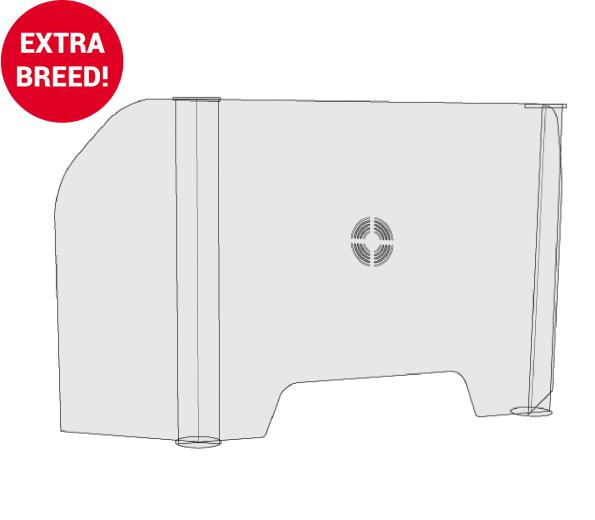 Plexiglas spatscherm schuine uitvoering 140 of 100x75cm