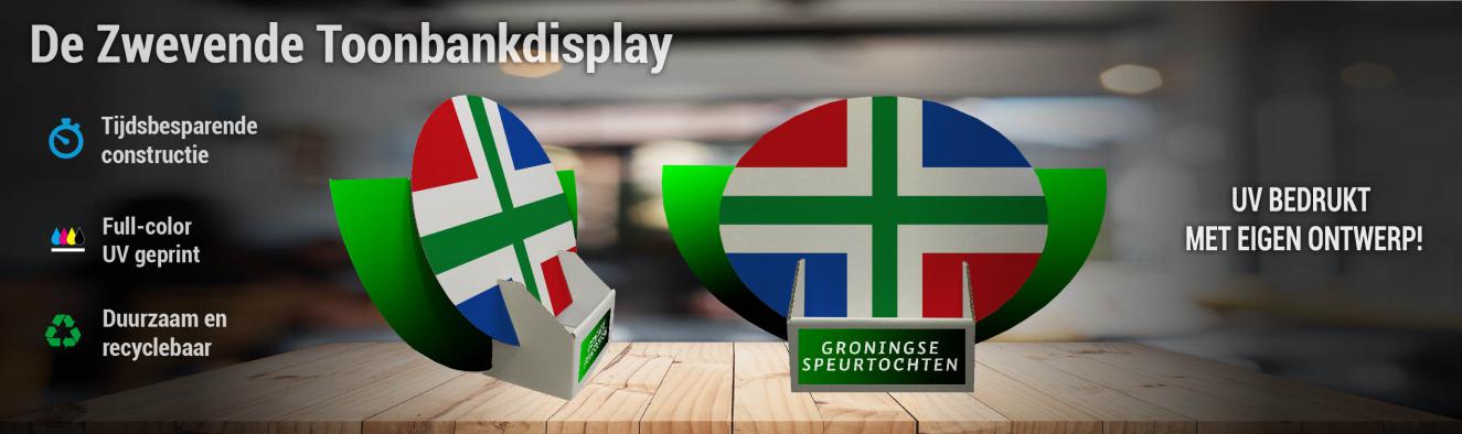 Zwevende toonbankdisplay
