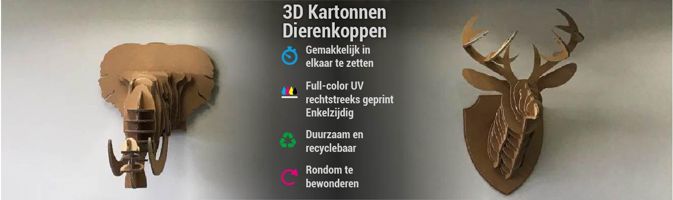 3D kartonnen dierenkoppen