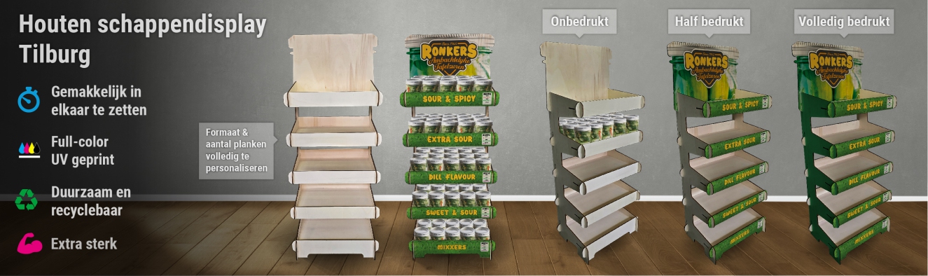 Houten schappendisplay Tilburg