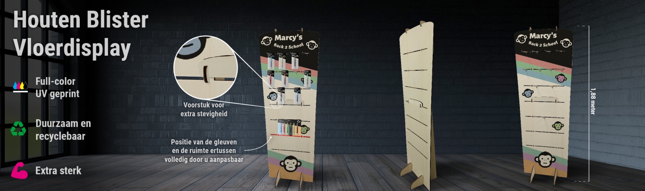 Houten Blister Vloerdisplay