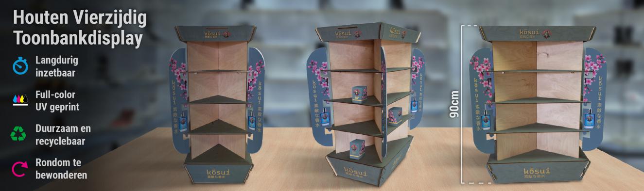 Houten Vierzijdig Toonbankdisplay