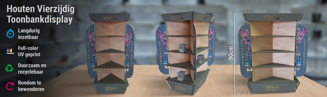 Houten Vierzijdig Toonbankdisplay