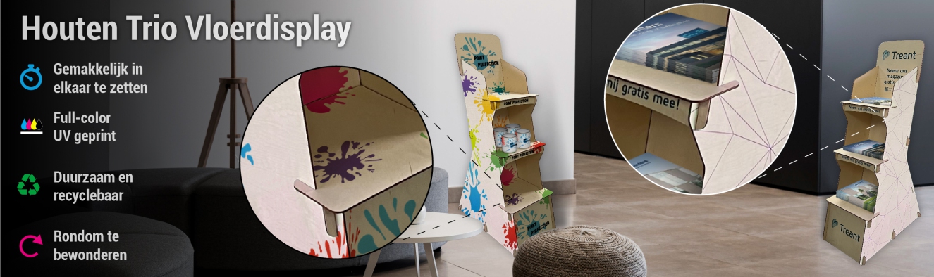 Houten Trio Vloerdisplay