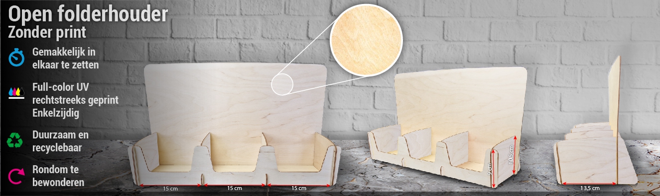 Open folderhouder van hout