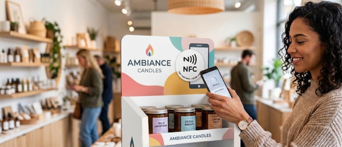 De Toekomst op de Winkelvloer: NFC-stickers en Kartonnen Displays