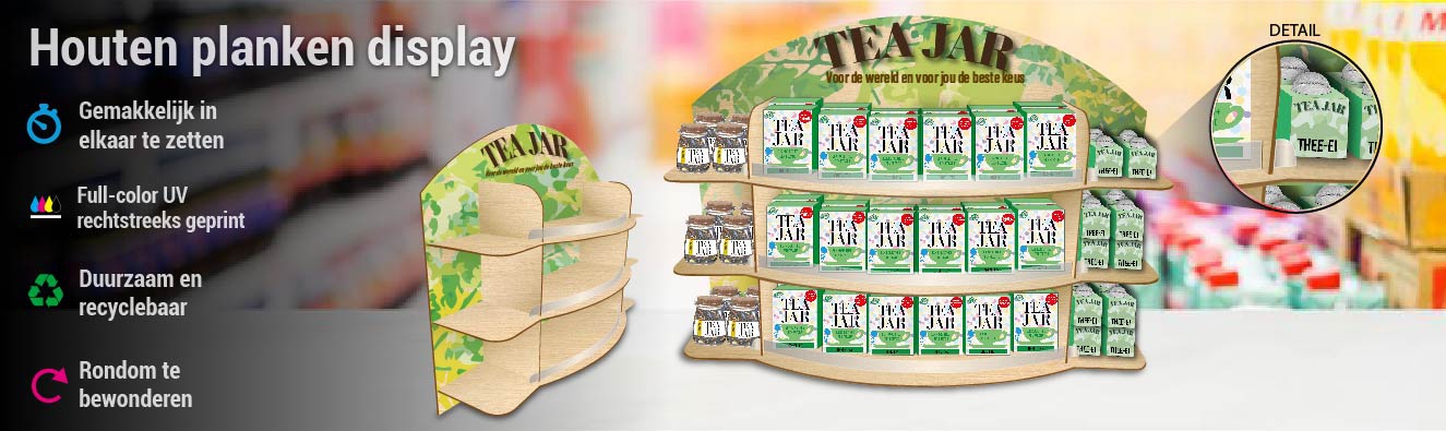 Houten planken display