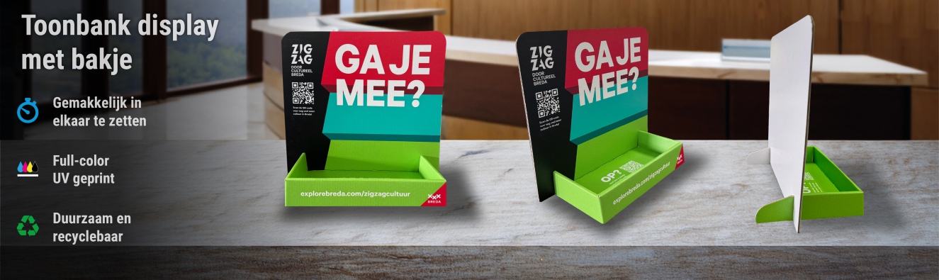 Toonbank display met bakje