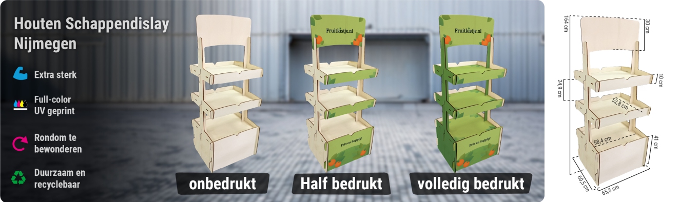 Houten schappendisplay Nijmegen