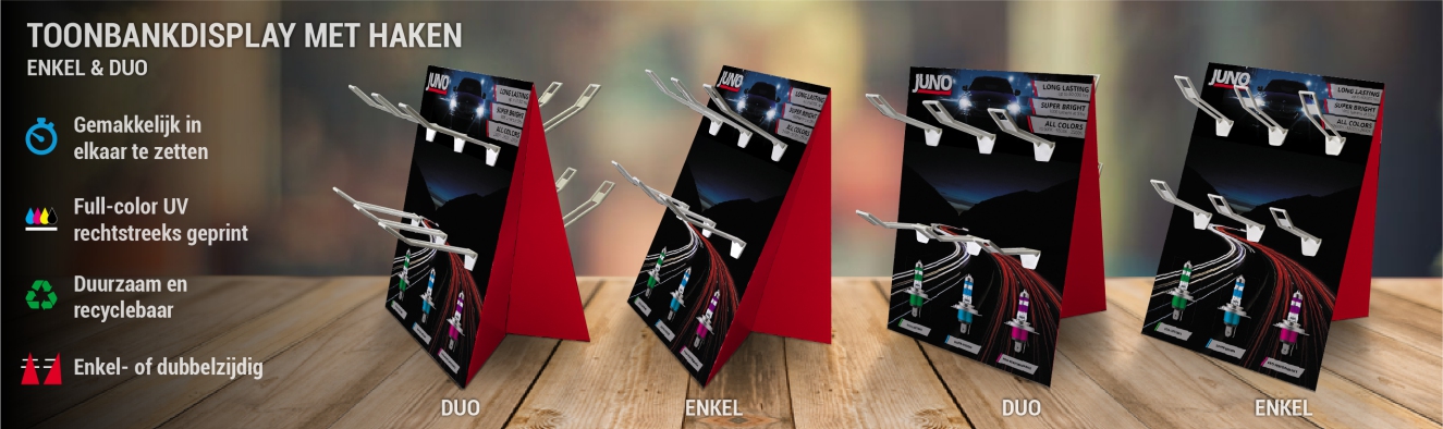Toonbankdisplay met haken Enkel of Duo