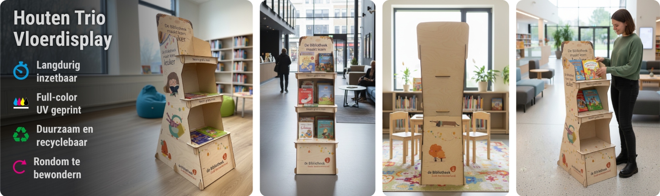 Houten Trio Vloerdisplay