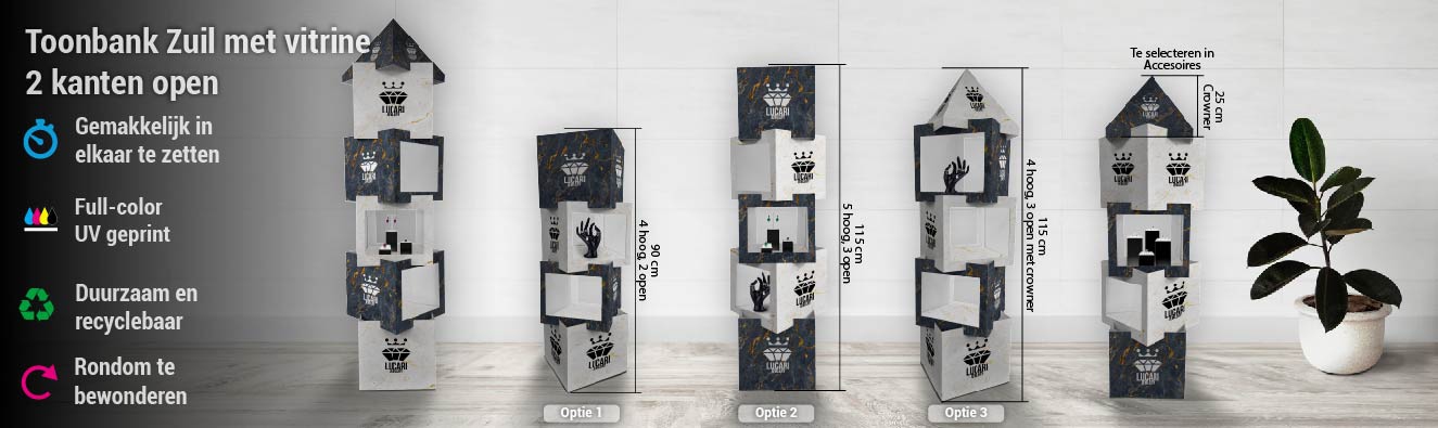 Toonbank Zuil met vitrine