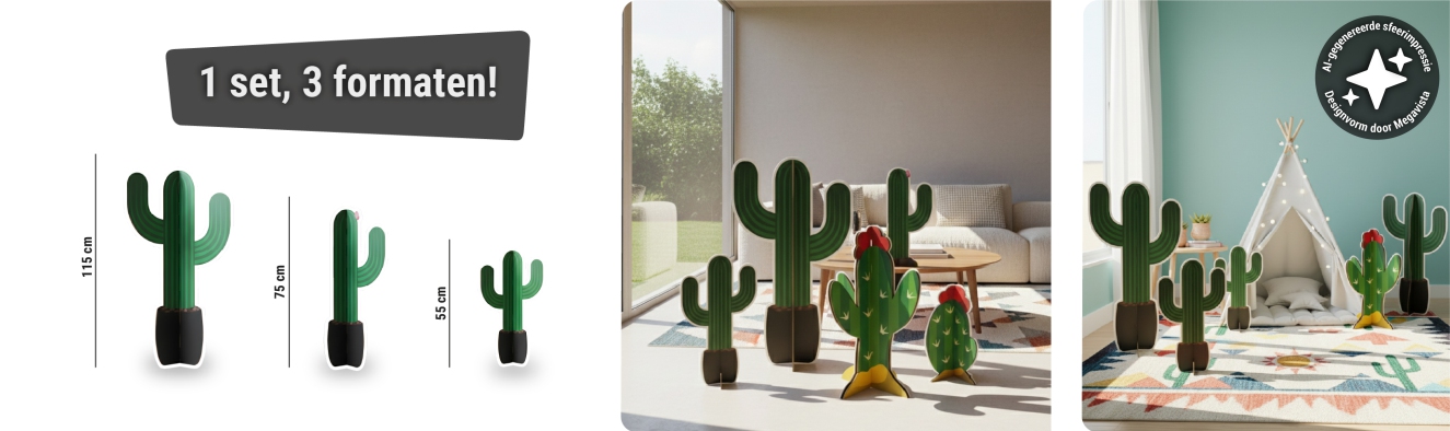 Kartonnen cactus decoratie set