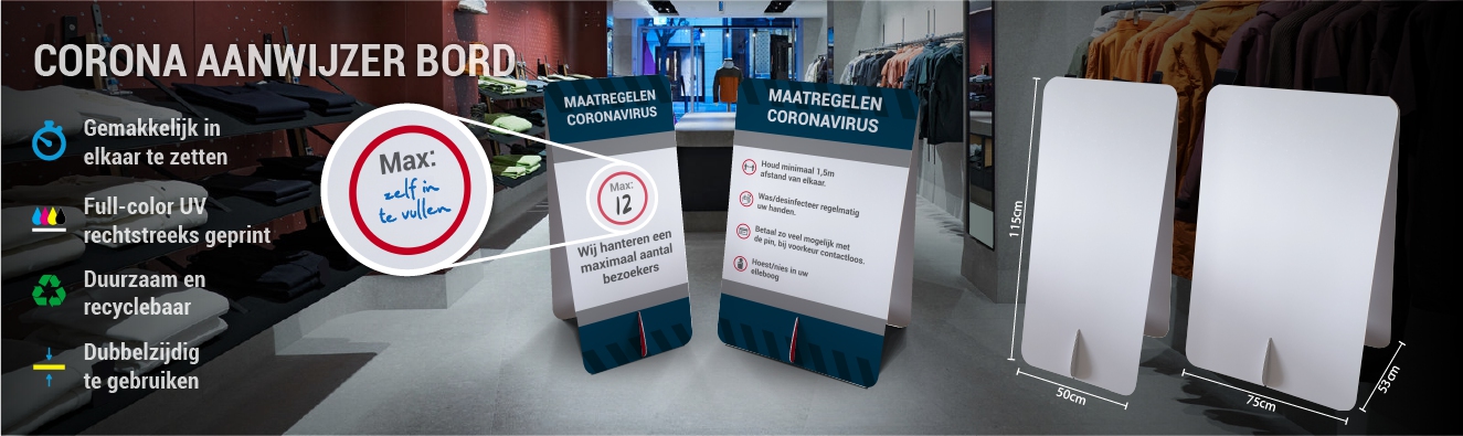 Corona aanwijzer borden
