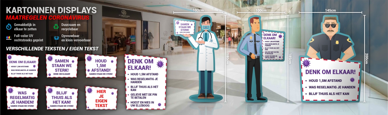 Kartonnen displays maatregelen coronavirus