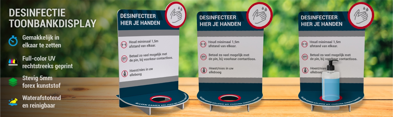 Desinfectie toonbankdisplay