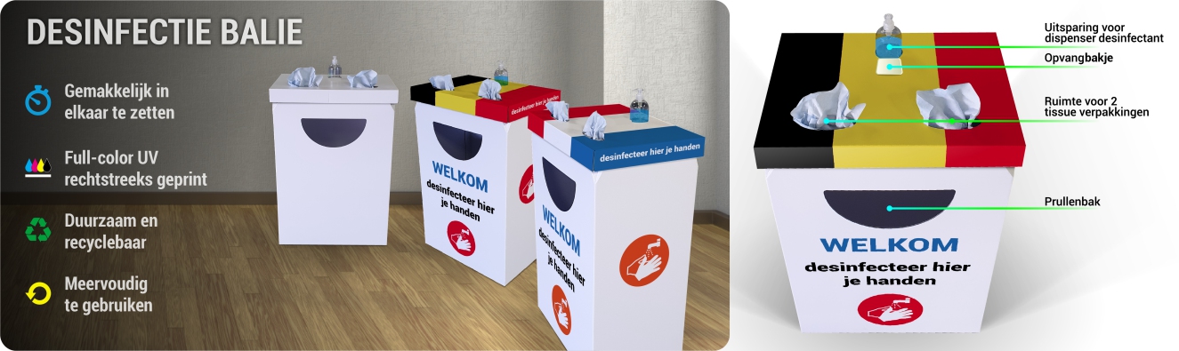 Desinfectie balie station tegen corona