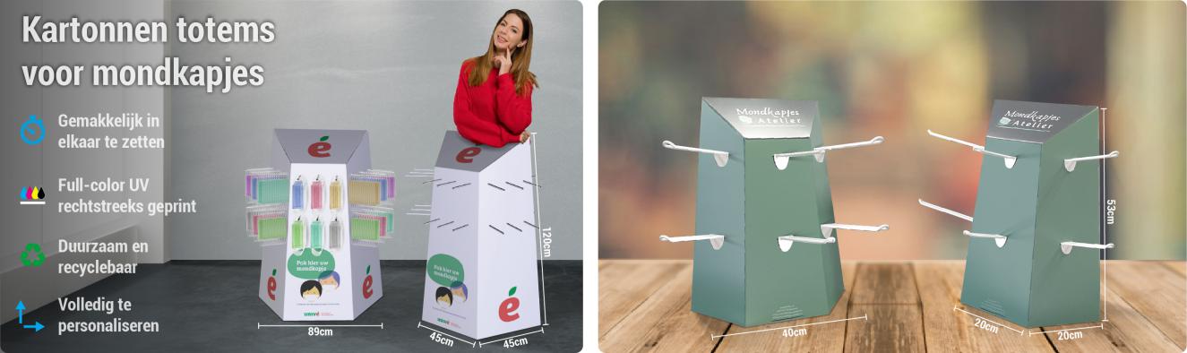 Kartonnen displays voor mondkapjes