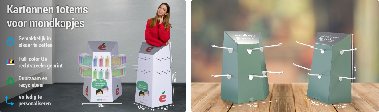 Kartonnen displays voor mondkapjes