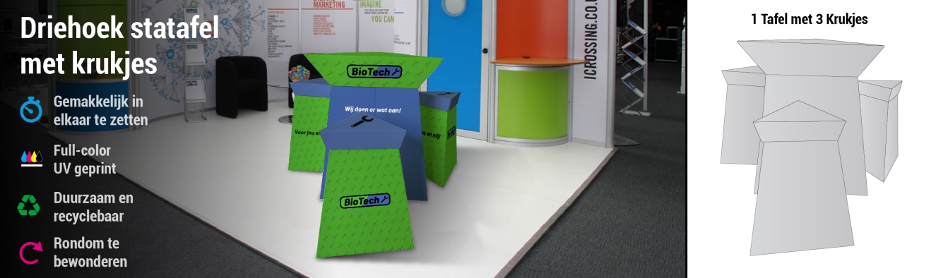 Driehoek statafel met krukjes