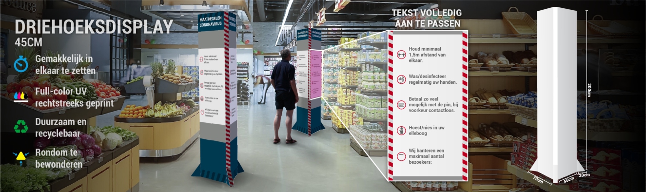 Driehoeksdisplay 45 maatregelen Coronavirus