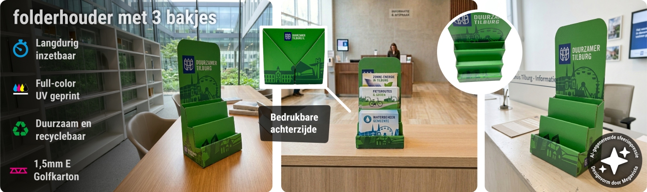Folderhouder met 3 bakjes