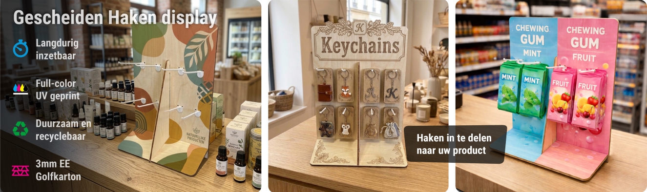 gescheiden haken display