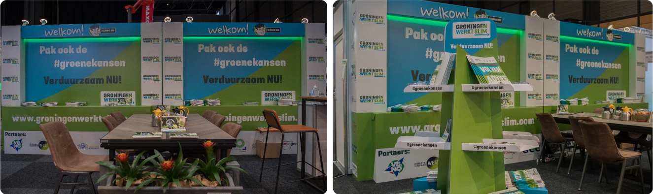 Modulaire presentatiewand met balie