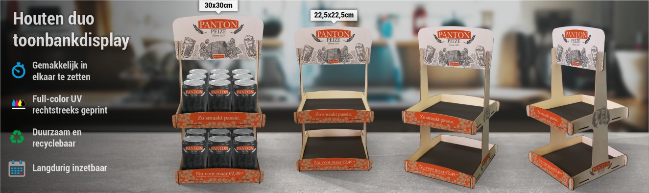 Houten duo toonbankdisplay