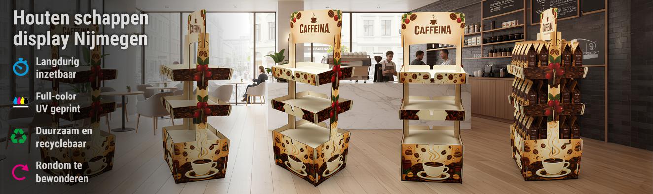 Houten schappendisplay Nijmegen