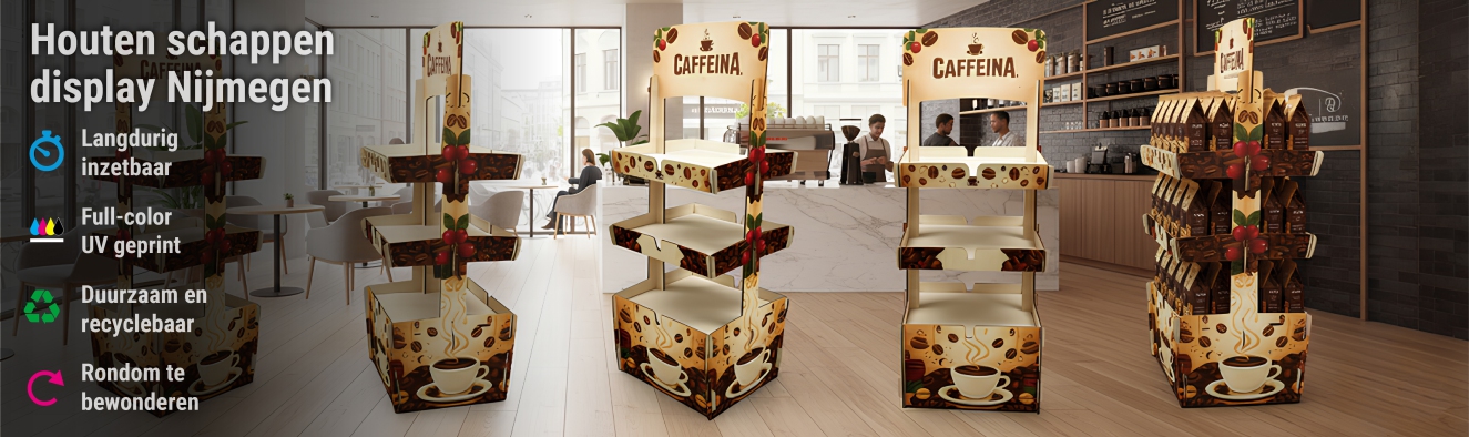 Houten schappendisplay Nijmegen