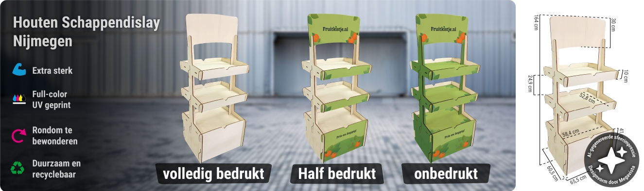 Houten schappendisplay Nijmegen