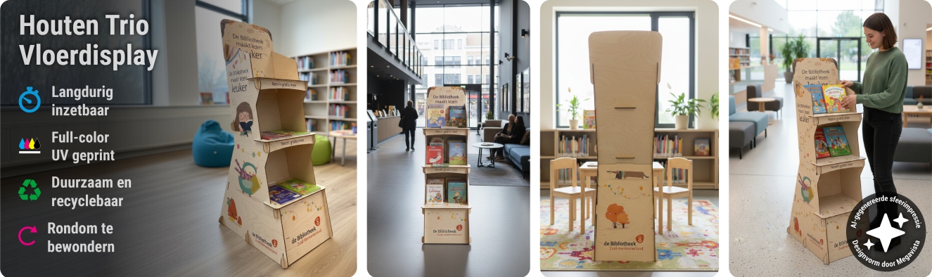 Houten Trio Vloerdisplay