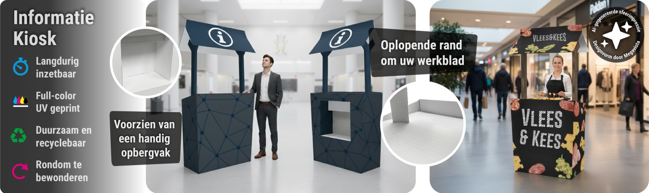 kartonnen informatie kiosk
