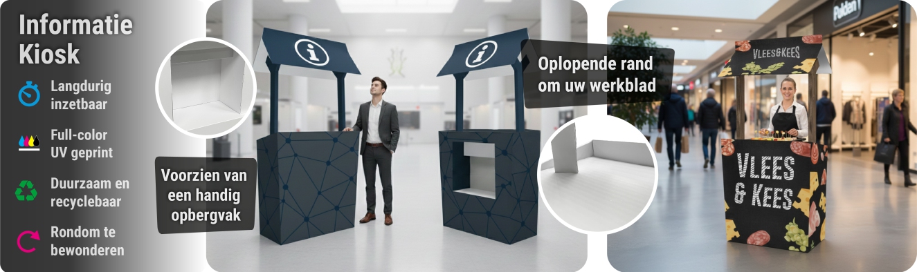 kartonnen informatie kiosk