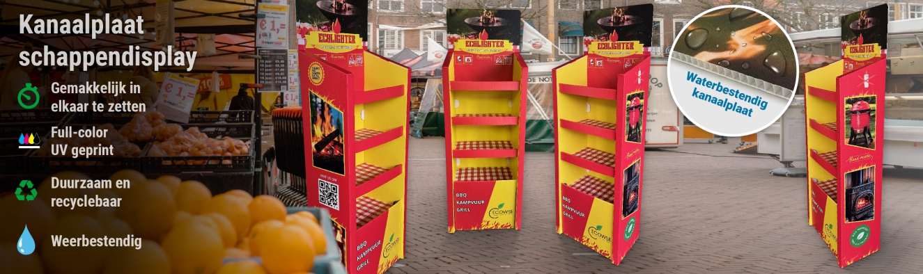 Weerbestendige schappendisplays van kanaalplaat