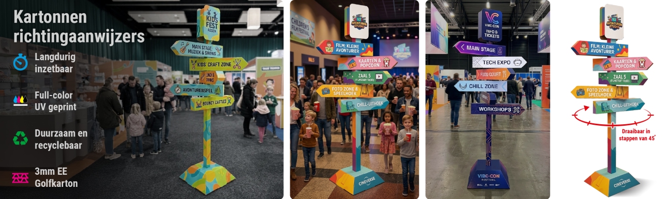 Kartonnen richtingaanwijzers