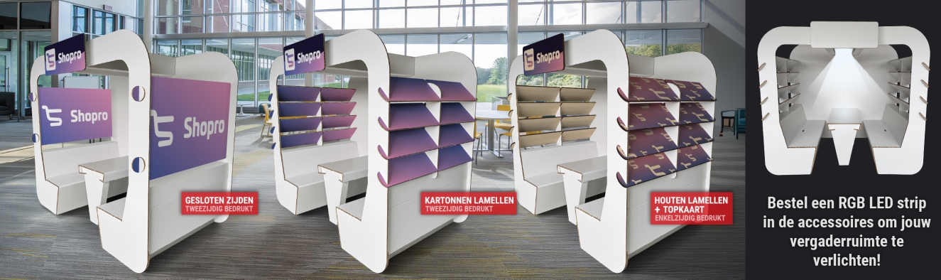 Kartonnen vergaderruimte