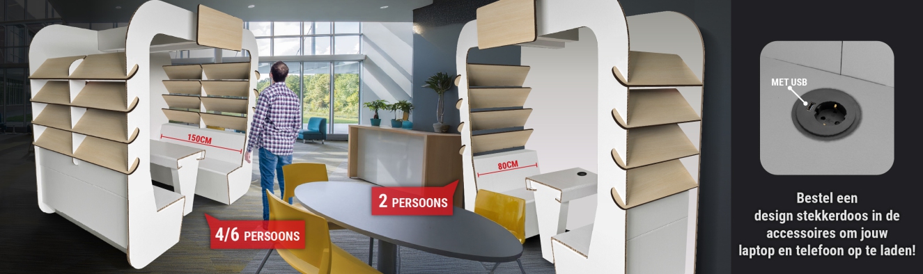 Kartonnen vergaderruimte