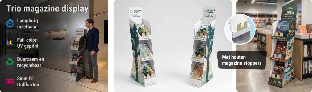 Trio magazine display