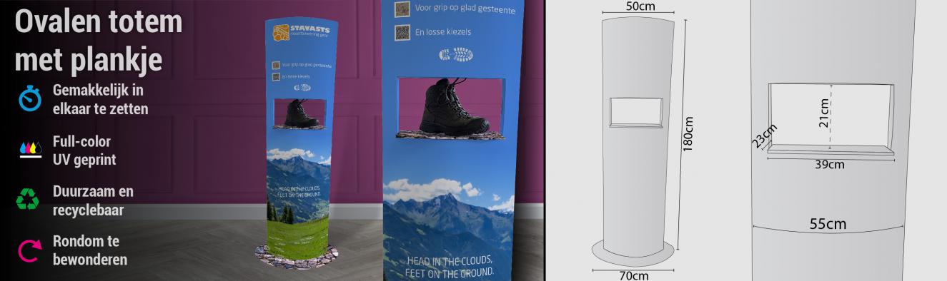 Ovalen totem met plankje