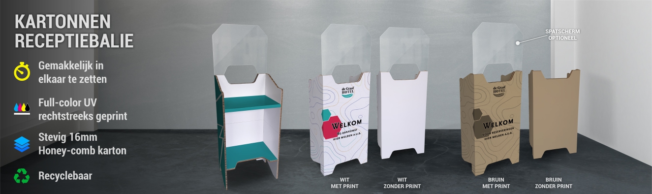 Receptiebalie met spatscherm