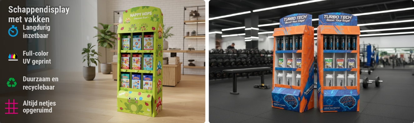 Schappendisplay met vakken