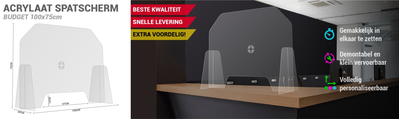 Acrylaat spatscherm budget 100x75cm