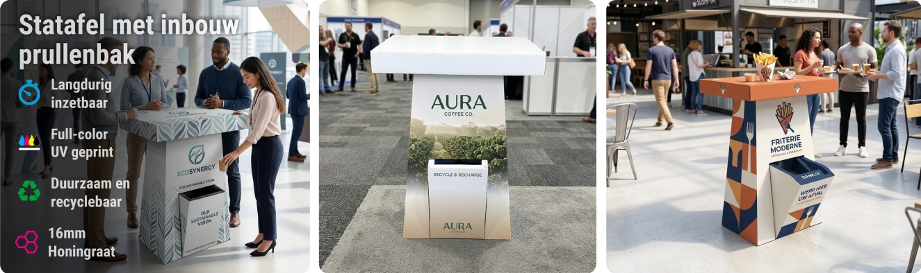 Statafel met inbouw prullenbak