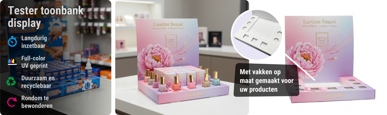 Tester toonbank display