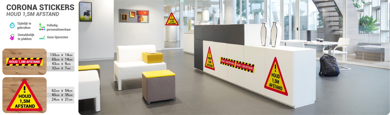 Corona stickers voor ramen, muren en deuren