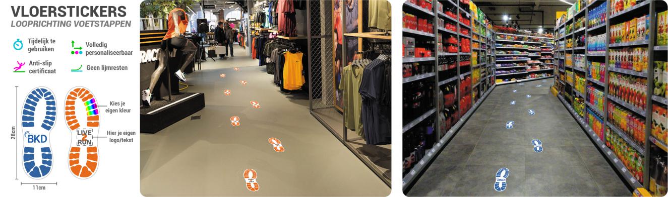 Vloerstickers looprichting voetstappen