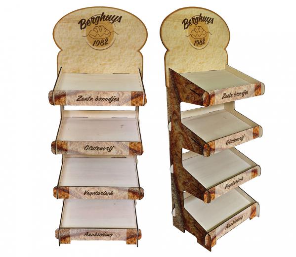 Houten schappendisplay Arnhem