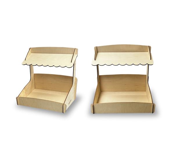 Houten toonbankdisplay met luifel